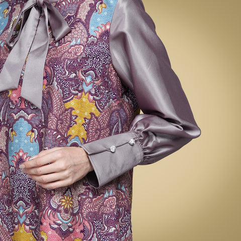 Blouse Ribbon Lavender Mist Exclusive Batik (Shirt & Culotte)