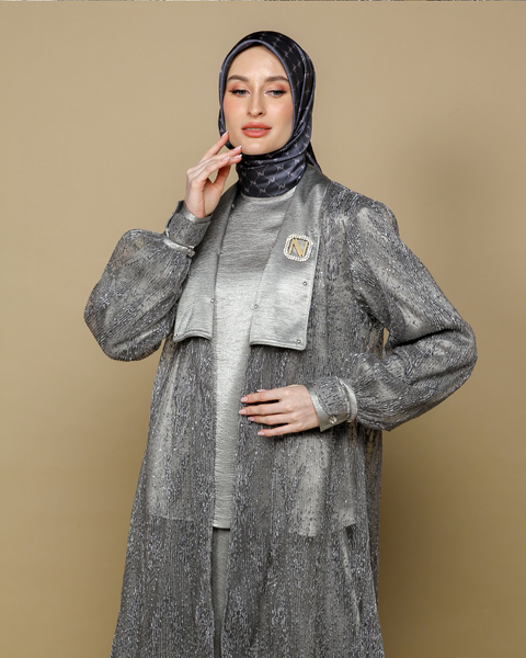 RAYA SERIES: Ayra Silver Gray (Midi Shirt & Skirt)