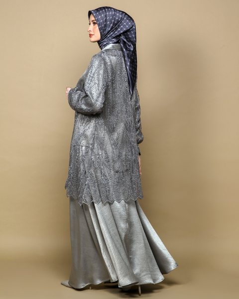 RAYA SERIES: Ayra Silver Gray (Midi Shirt & Skirt)