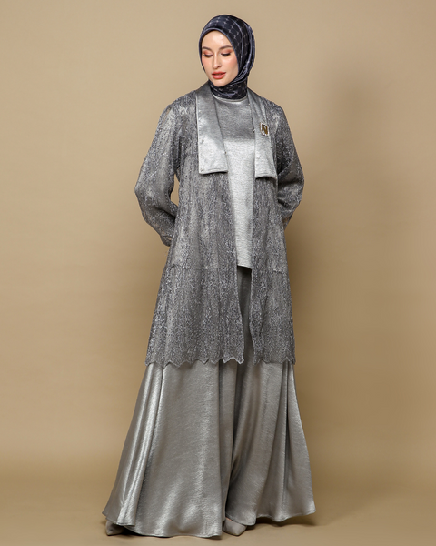 RAYA SERIES: Ayra Silver Gray (Midi Shirt & Skirt)