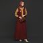 One Set 2in1 Red Honey Mustard Midi (Shirt & Skirt)