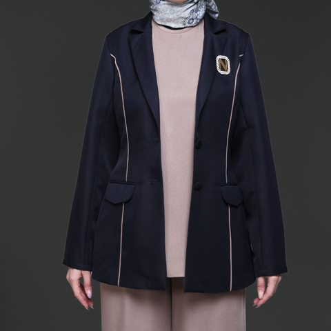 Ribbon Dark Navy Beaver Blazer (Shirt & Inner)