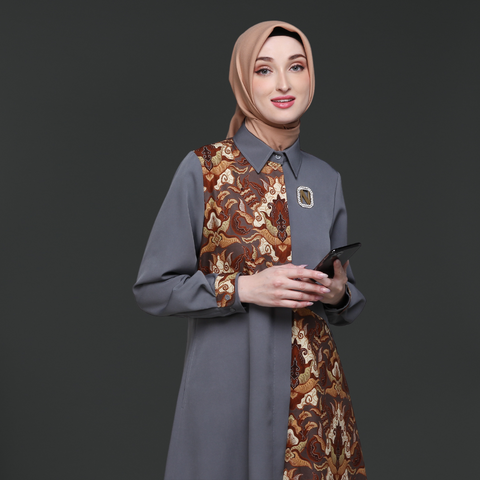 Asymmetric Lava Grey Toffe Batik Dress