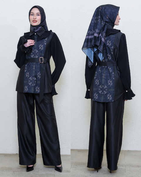 Giri Pleated Smoke Set (Shirt + Culotte)