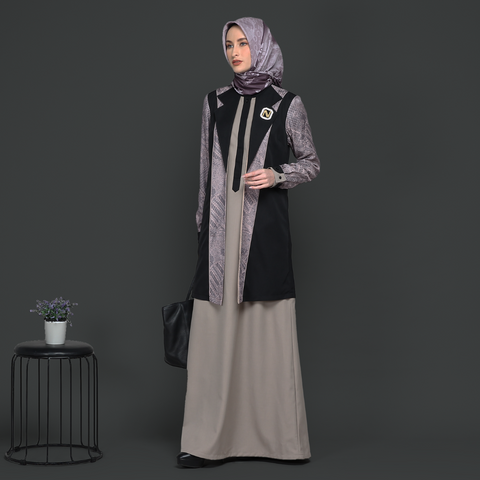 2in1 Longsleeve Rosa Giz Batik Exclusive Neutral Dress