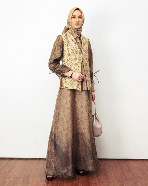 One Set Al-Khazneh Twine Copper (Midi Shirt & Skirt)