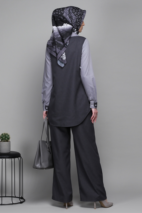 2in1 Vest Snap Button Northern Grey Chill Shirt
