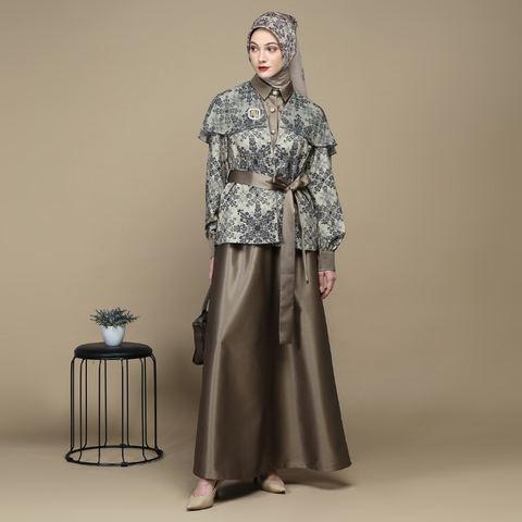 One Set Cape Sand of Bloom Clay Midi (Shirt & Skirt)