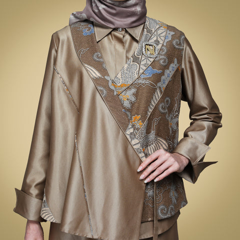 Midi Blazer Rich Gold Exclusive Batik Ribbon (Shirt & Skirt)