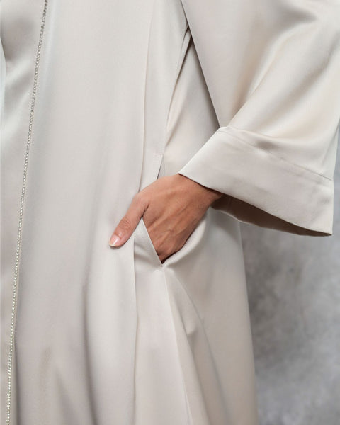 Abaya Oat Grey (Shirt, Long Outer & Culotte)
