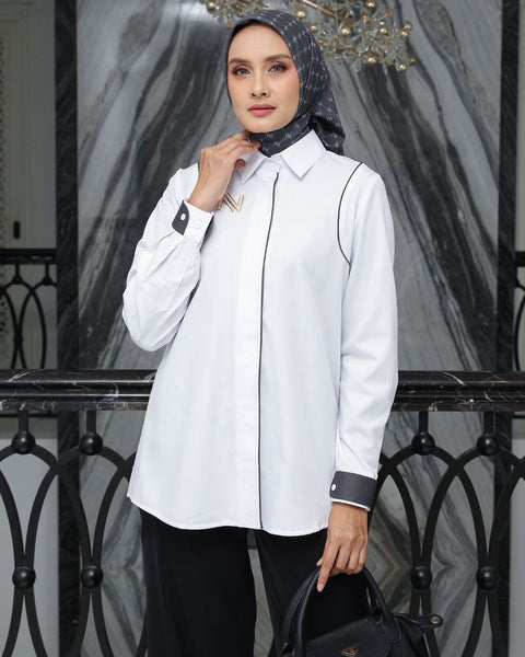 Shoulder Piping White Aruna Shirt