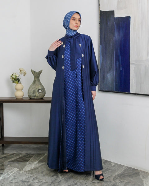 Lazura Gulf  Blue Dress Set (Dress & Long Outer)