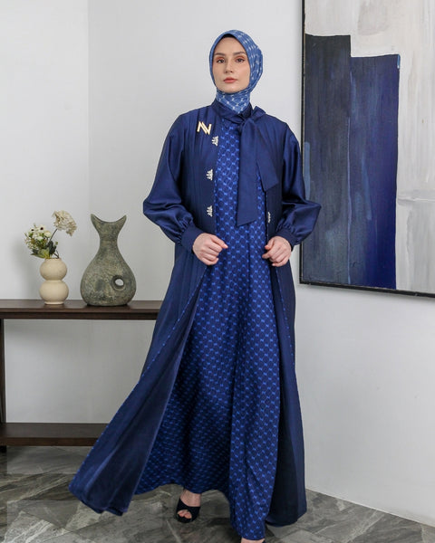 Lazura Gulf  Blue Dress Set (Dress & Long Outer)