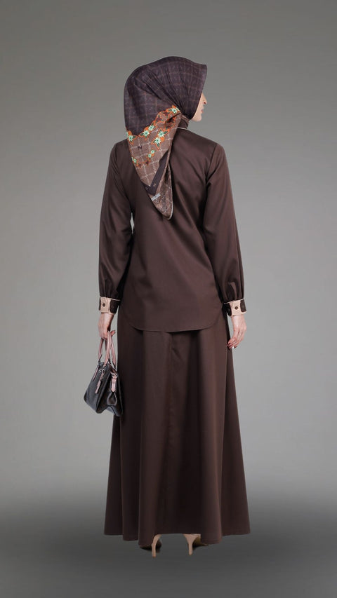 Piping Bistre Anise Midi Set ( Shirt & Skirt)