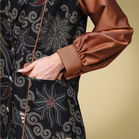 Puff Blazer Piping Rust Exclusive Batik (Shirt, Culotte & Rompi)